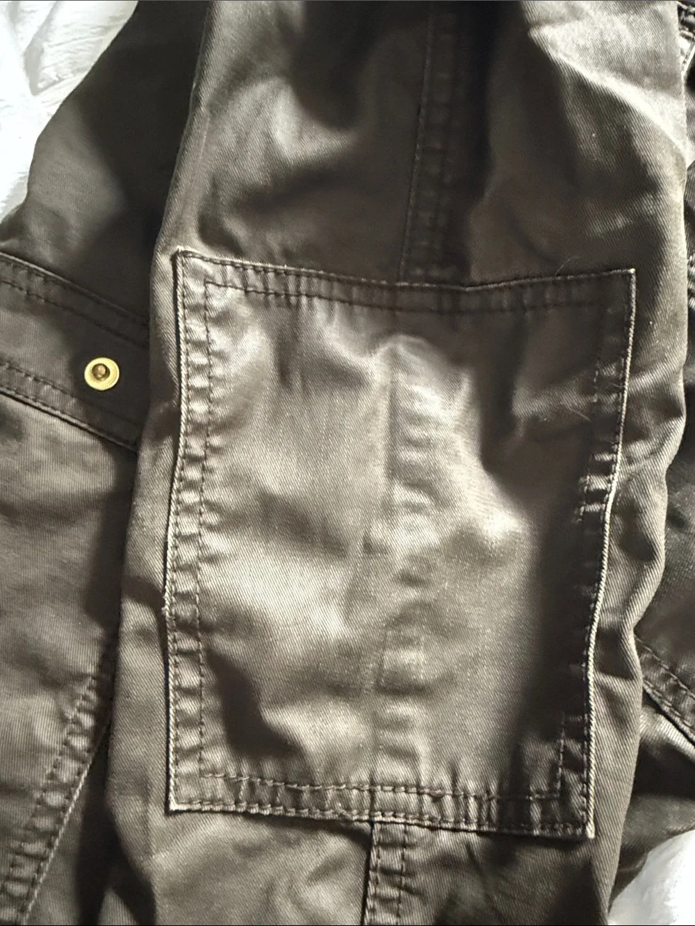 J. Crew Olive Green Utility Jacket with Gold-Tone Snaps
